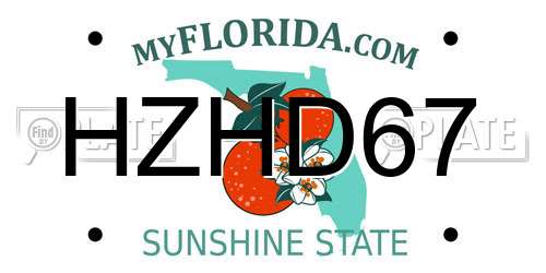 HZHD67 Florida License Plate