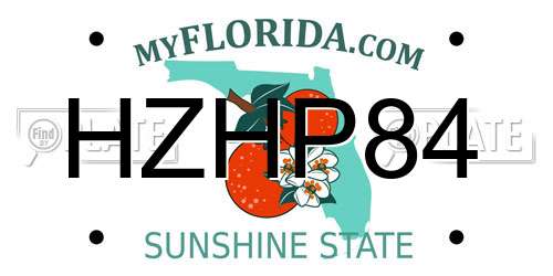 HZHP84 Florida License Plate