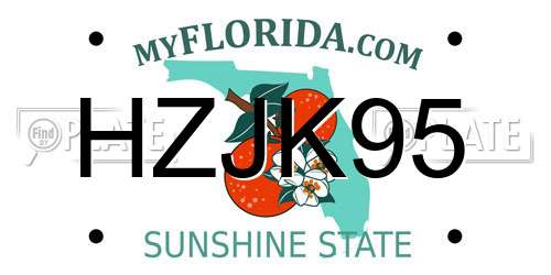 HZJK95 Florida License Plate