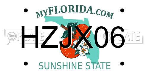 HZJX06 Florida License Plate