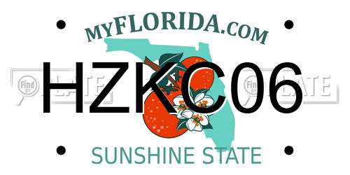 HZKC06 Florida License Plate