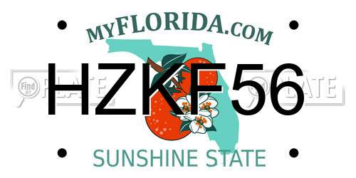 HZKF56 Florida License Plate