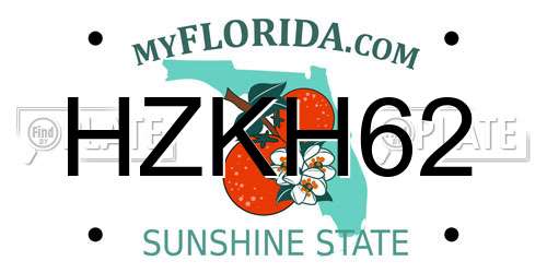 HZKH62 Florida License Plate