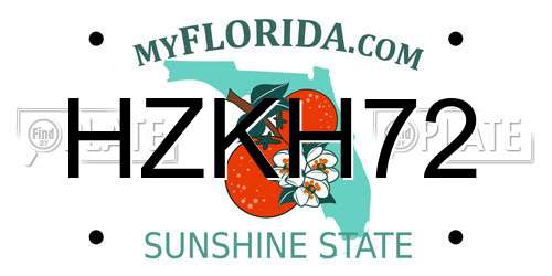HZKH72 Florida License Plate