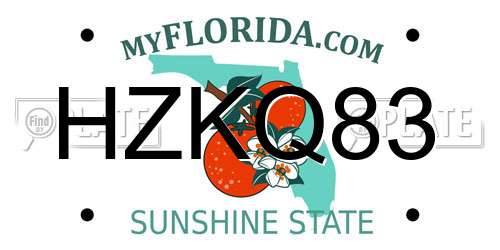 HZKQ83 Florida License Plate