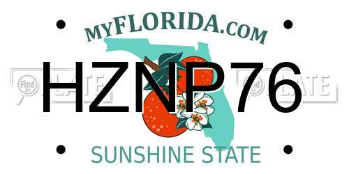 HZNP76 Florida License Plate