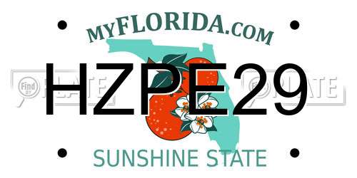 HZPE29 Florida License Plate