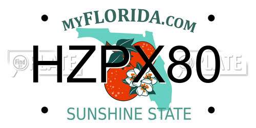 HZPX80 Florida License Plate