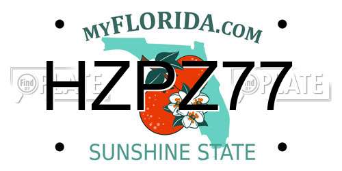 HZPZ77 Florida License Plate