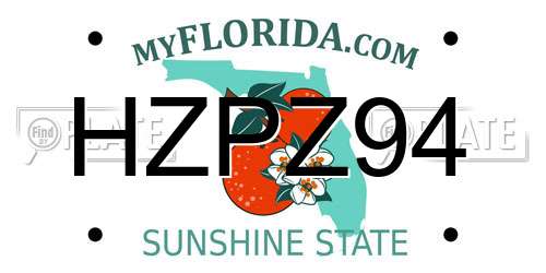 HZPZ94 Florida License Plate