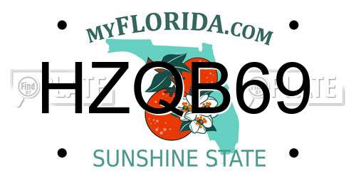 HZQB69 Florida License Plate