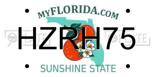 HZRH75 Florida License Plate