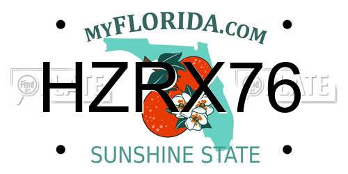 HZRX76 Florida License Plate