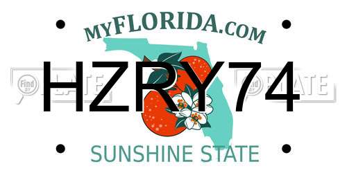 HZRY74 Florida License Plate