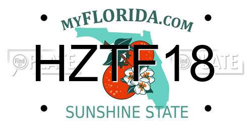 HZTF18 Florida License Plate