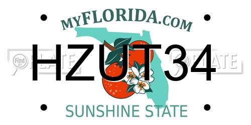 HZUT34 Florida License Plate