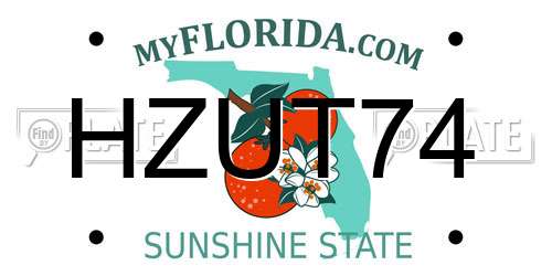 HZUT74 Florida License Plate