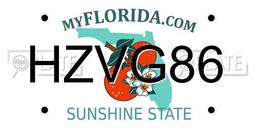 HZVG86 Florida License Plate