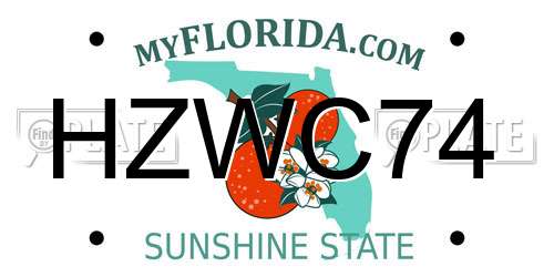 HZWC74 Florida License Plate