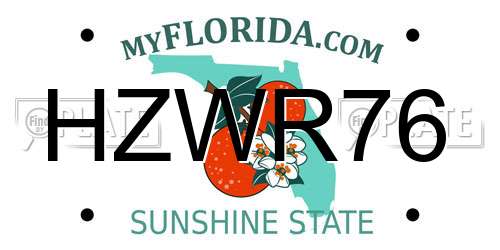 HZWR76 Florida License Plate