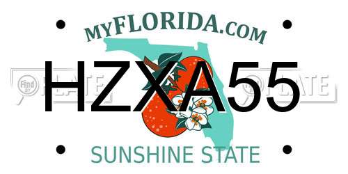HZXA55 Florida License Plate