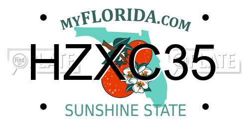 HZXC35 Florida License Plate