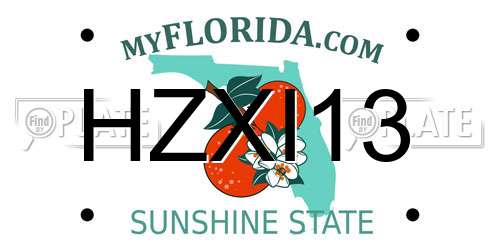HZXI13 Florida License Plate