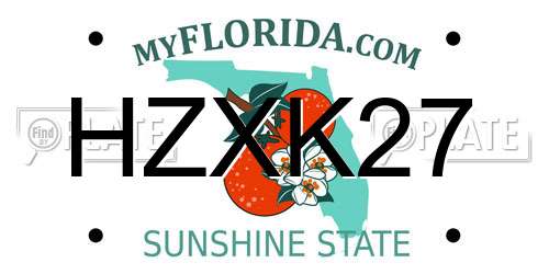 HZXK27 Florida License Plate