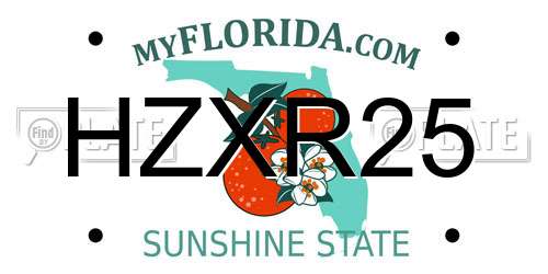 HZXR25 Florida License Plate