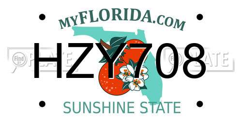 HZY708 Florida License Plate