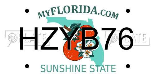 HZYB76 Florida License Plate