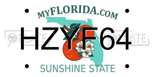HZYF64 Florida License Plate