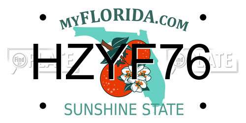 HZYF76 Florida License Plate