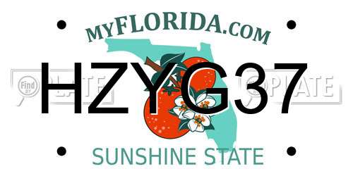 HZYG37 Florida License Plate
