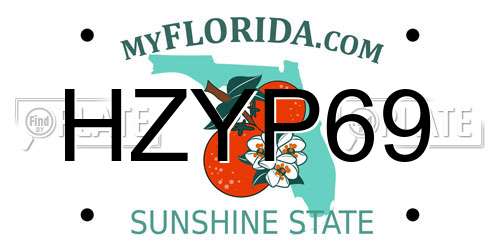 HZYP69 Florida License Plate