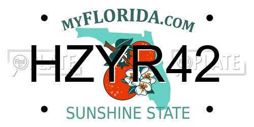 HZYR42 Florida License Plate