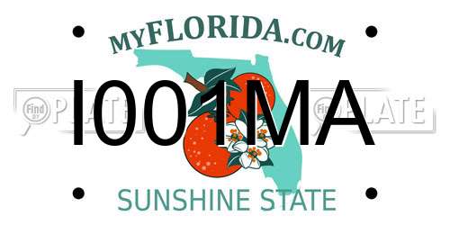 I001MA Florida License Plate