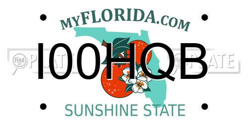I00HQB Florida License Plate