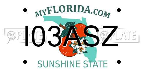 I03ASZ Florida License Plate