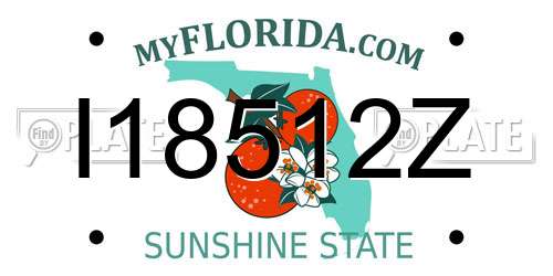 I18512Z Florida License Plate