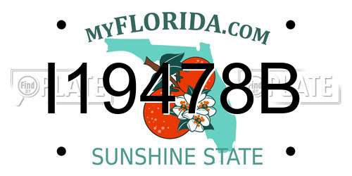 I19478B Florida License Plate
