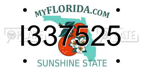 I337525 Florida License Plate