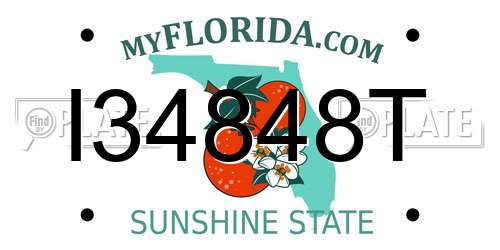 I34848T Florida License Plate