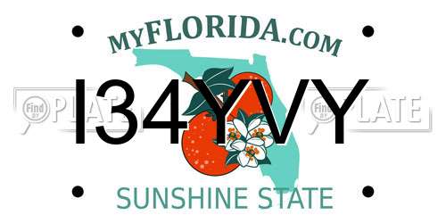 I34YVY Florida License Plate