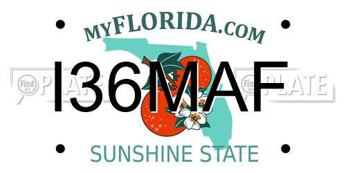 I36MAF Florida License Plate