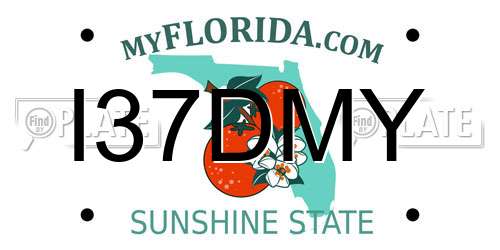 I37DMY Florida License Plate