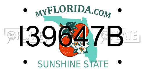 I39647B Florida License Plate