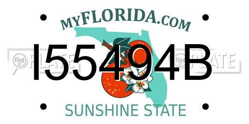 I55494B Florida License Plate