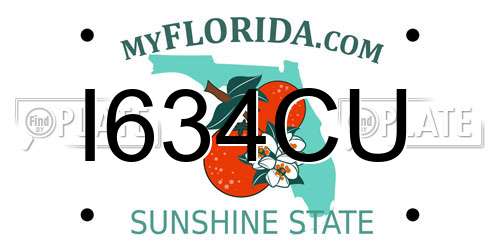 I634CU Florida License Plate
