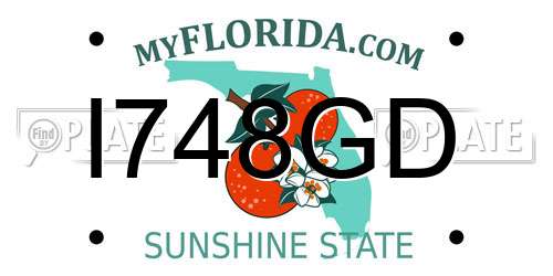 I748GD Florida License Plate